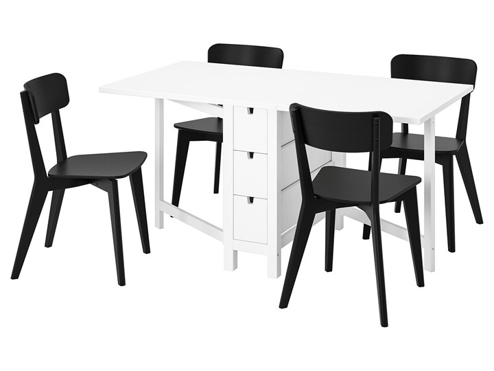 IKEA NORDEN / LISABO Stół i 4 krzesła, biały/czarny, 26/89/152 cm Kategoria Stoły z krzesłami Pomieszczenie Jadalnia
