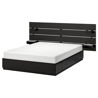 IKEA NORDLI Rama łóżka z pojemnikiem, zagłówek, Antracyt, 160x200 cm