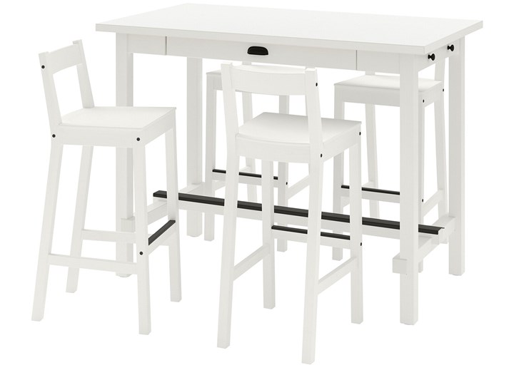 IKEA NORDVIKEN / NORDVIKEN Stół barowy + 4 krzes bar, biały/biały