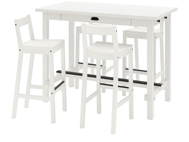 IKEA NORDVIKEN / NORDVIKEN Stół barowy + 4 krzes bar, biały/biały Pomieszczenie Jadalnia Kategoria Stoły z krzesłami