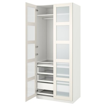 IKEA PAX / BERGSBO Kombinacja szafy, biały/szkło matowe, 100x60x236 cm