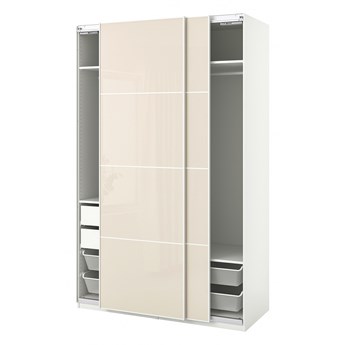 IKEA PAX / HOKKSUND Kombinacja szafy, biały/połysk jasnobeżowy, 150x66x236 cm