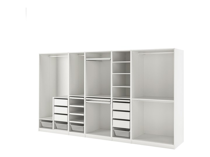 IKEA PAX Kombinacja szafy, biały, 375x58x201 cm Stal Metal Ilość drzwi Bez drzwi