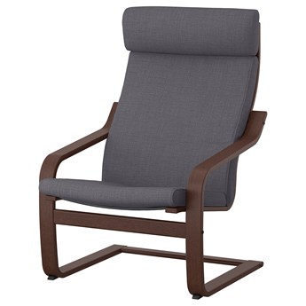 IKEA POÄNG Fotel, brązowy/Skiftebo ciemnoszary, Szerokość: 68 cm
