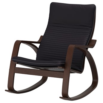 IKEA POÄNG Krzesło bujane, brązowy/Knisa czarny, Szerokość: 68 cm