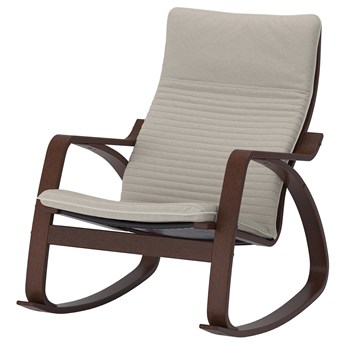 IKEA POÄNG Krzesło bujane, brązowy/Knisa jasnobeżowy, Szerokość: 68 cm