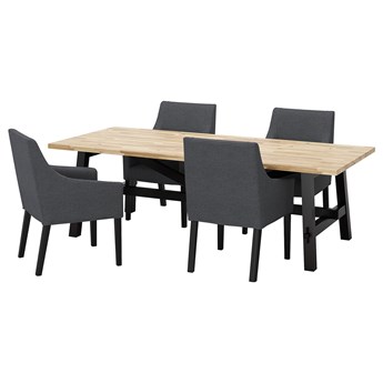 IKEA SKOGSTA / SAKARIAS Stół i 4 krzesła, akacja czarny/Sporda ciemnoszary, 235x100 cm