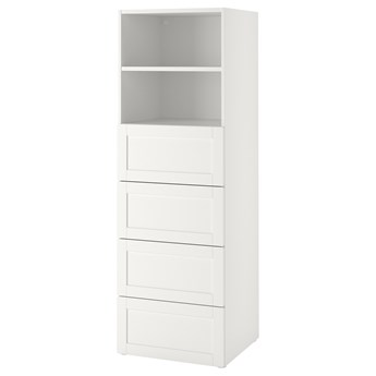 IKEA SMÅSTAD / PLATSA Regał, Biały biała rama/z 4 szufladami, 60x57x181 cm