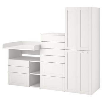 IKEA SMÅSTAD / PLATSA Regał, Biały biała rama/ze stołem do przewijania, 210x79x181 cm