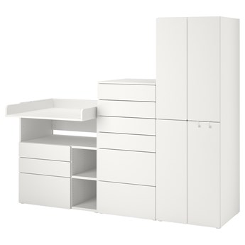 IKEA SMÅSTAD / PLATSA Regał, Biały biały/ze stołem do przewijania, 210x79x181 cm