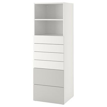 IKEA SMÅSTAD / PLATSA Regał, Biały szary/z 6 szufladami, 60x57x181 cm