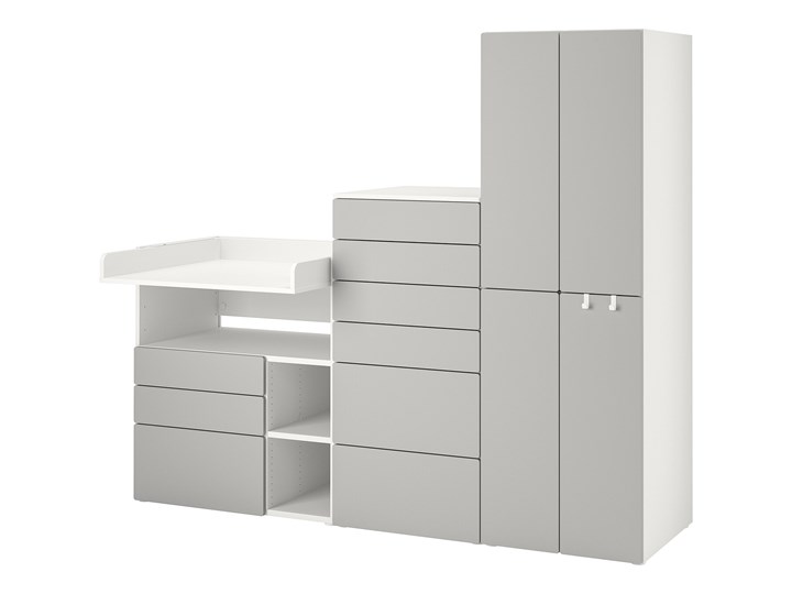 IKEA SMÅSTAD / PLATSA Regał, Biały szary/ze stołem do przewijania, 210x79x181 cm Kategoria Zestawy mebli do sypialni