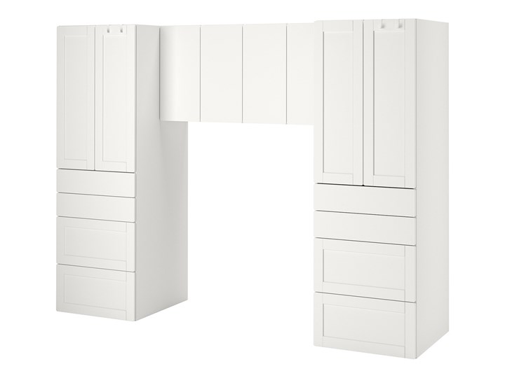 IKEA SMÅSTAD Regał, Biały/biała rama, 240x57x181 cm Kategoria Zestawy mebli do sypialni