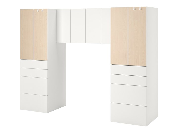 IKEA SMÅSTAD Regał, Biały/brzoza, 240x57x181 cm Kategoria Zestawy mebli do sypialni