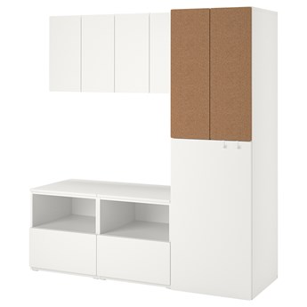 IKEA SMÅSTAD Regał, Biały korek/z wysuwaniem, 180x57x196 cm