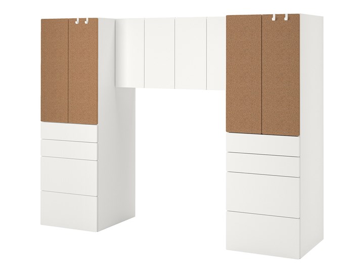 IKEA SMÅSTAD Regał, Biały/korek, 240x57x181 cm