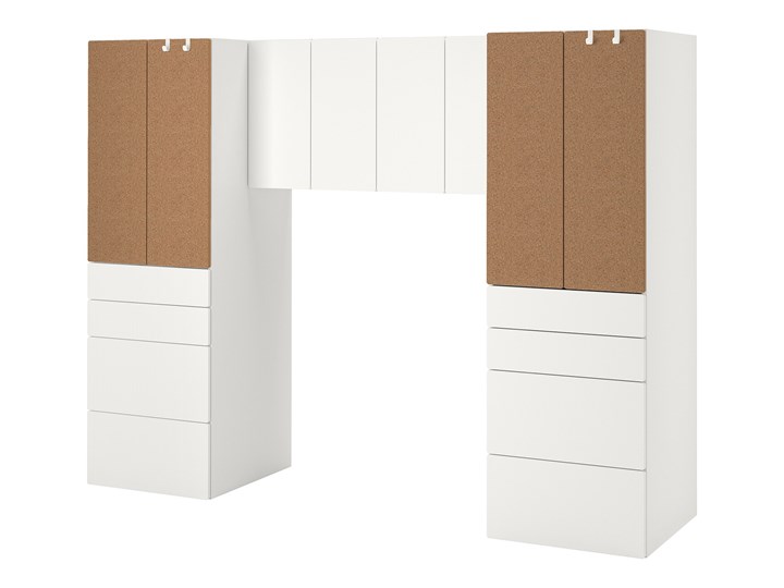 IKEA SMÅSTAD Regał, Biały/korek, 240x57x181 cm Kategoria Zestawy mebli do sypialni