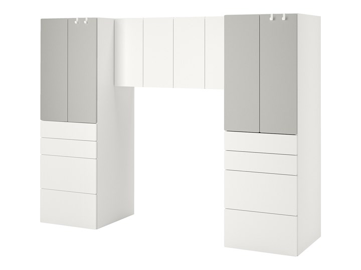 IKEA SMÅSTAD Regał, Biały/szary, 240x57x181 cm Kategoria Zestawy mebli do sypialni