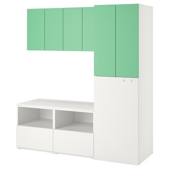 IKEA SMÅSTAD Regał, Biały zielony/z wysuwaniem, 180x57x196 cm