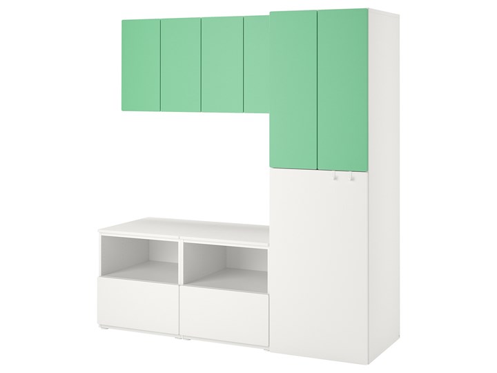 IKEA SMÅSTAD Regał, Biały zielony/z wysuwaniem, 180x57x196 cm Kategoria Zestawy mebli do sypialni