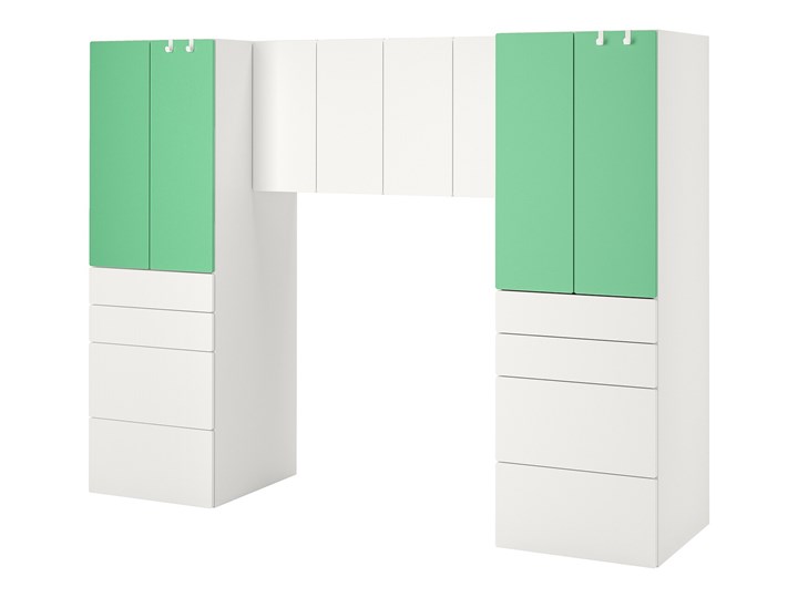 IKEA SMÅSTAD Regał, Biały/zielony, 240x57x181 cm Kategoria Zestawy mebli do sypialni