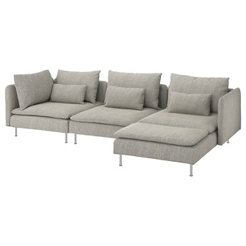 IKEA SÖDERHAMN Sofa 4-osobowa, z szezlongiem/Viarp beż/brąz, Szerokość: 291 cm