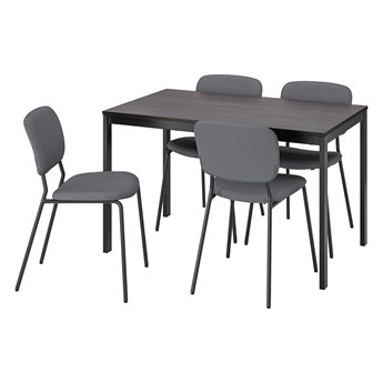 IKEA VANGSTA / KARLJAN Stół i 4 krzesła, czarny ciemnobrązowy/Kabusa ciemnoszary, 120/180 cm