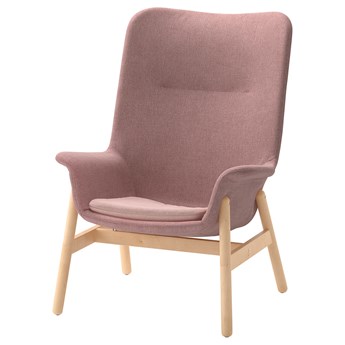 IKEA VEDBO Fotel z wysokim oparciem, Gunnared jasny różowy, Szerokość: 80 cm