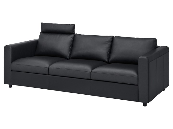 IKEA VIMLE Sofa 3-osobowa, z zagłówkiem/Grann/Bomstad czarny, Wysokość z zagłówkiem: 100 cm Modułowe Boki Z bokami Powierzchnia spania