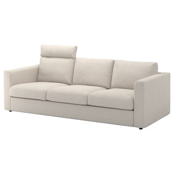 IKEA VIMLE Sofa 3-osobowa, z zagłówkiem/Gunnared beżowy, Wysokość z zagłówkiem: 103 cm