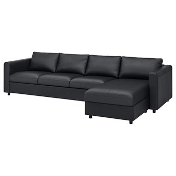 IKEA VIMLE Sofa 4-osobowa, z szezlongiem/Grann/Bomstad czarny, Wysokość z poduchami oparcia: 80 cm