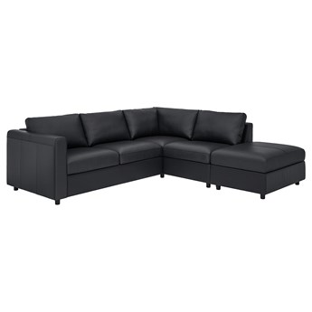 IKEA VIMLE Sofa narożna 4-osobowa, z otwartym końcem/Grann/Bomstad czarny, Wysokość z poduchami oparcia: 80 cm