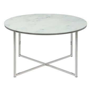 Okrągły stolik kawowy ze szklanym blatem Alisma srebrny