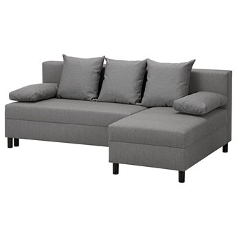 IKEA ANGSTA Rozkładana sofa 3-osobowa, z szezlongiem szary, Wysokość łóżka: 42.5 cm