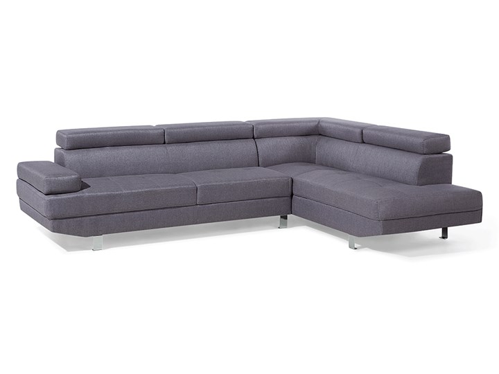 Narożnik lewostronny szary tapicerowany 5 osobowa sofa z regulowanymi zagłówkami W kształcie L Nóżki Na nóżkach Strona Lewostronne