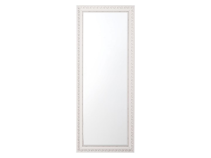 Lustro ścienne wiszące biało-srebrne 50 x 130 cm łazienka przedpokój Lustro z ramą Prostokątne Styl Vintage