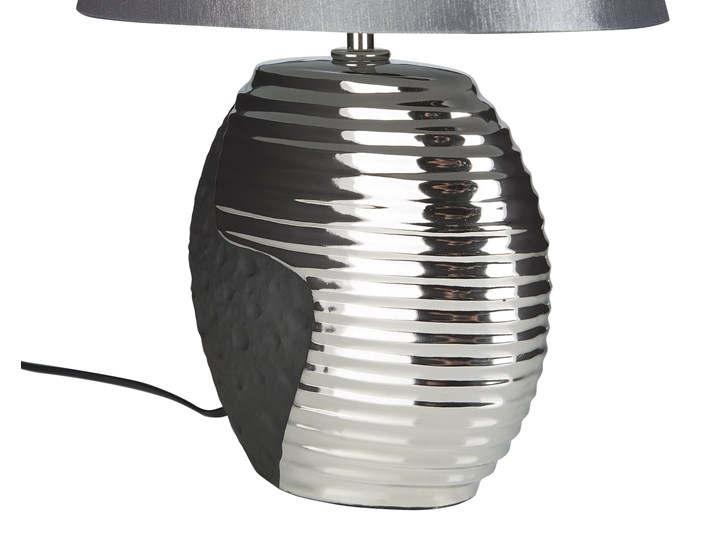 Lampka nocna czarna ze srebrnym ceramiczna ozdobna Lampa nocna Lampa z kloszem Lampa dekoracyjna Kategoria Lampy stołowe Kolor Czarny