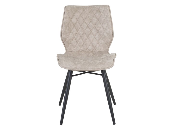 Beliani Zestaw 2 krzeseł beżowych tapicerowanych z metalowymi czarnymi nogami do jadalni styl nowoczesny industrialny Tworzywo sztuczne Pikowane Drewno Tapicerowane Tkanina Rodzaj(n) Krzesła