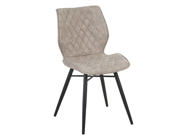 Beliani Zestaw 2 krzeseł beżowych tapicerowanych z metalowymi czarnymi nogami do jadalni styl nowoczesny industrialny Drewno Model Krzesła pikowane Tkanina Tworzywo sztuczne Pikowane Tapicerowane Rodzaj(n) Krzesła