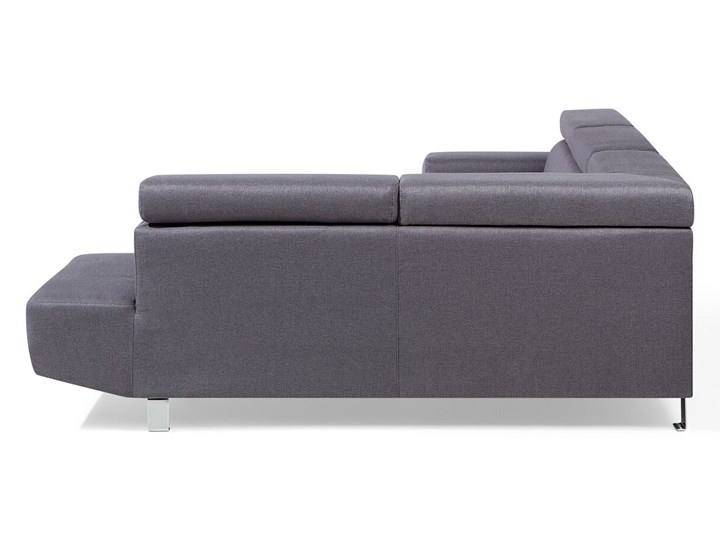 Narożnik lewostronny szary tapicerowany 5 osobowa sofa z regulowanymi zagłówkami W kształcie L Typ Gładkie Rozkładanie