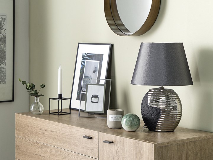 Lampka nocna czarna ze srebrnym ceramiczna ozdobna Lampa dekoracyjna Lampa nocna Lampa z kloszem Styl Nowoczesny