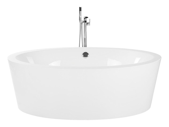 Wanna wolnostojąca biała akrylowa 170 x 105 cm system przelewowy owalna retro Wolnostojące Długość 170 cm Kolor Biały