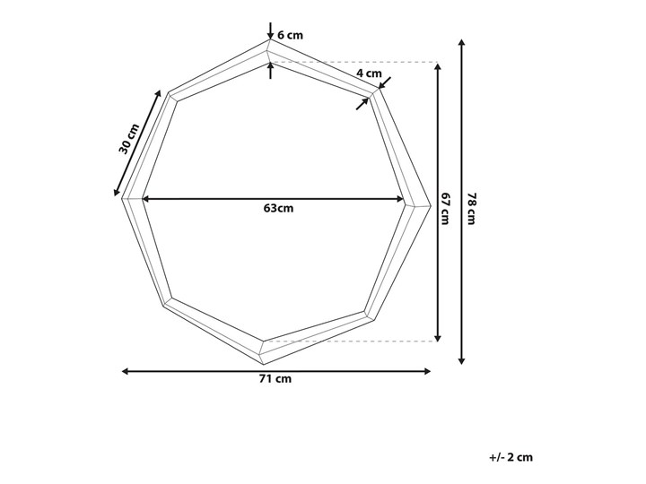 Lustro ścienne wiszące złote geometryczne ośmiokąt 71 cm Lustro z ramą Pomieszczenie Salon Nieregularne Pomieszczenie Sypialnia