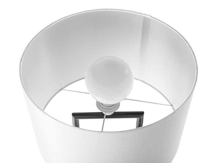 Beliani Lampa stojąca biała czarna 153 cm metalowe nogi betonowa podstawa okrągły abażur nowoczesna Styl Tradycyjny Lampa inspirowana Tkanina Lampa z abażurem Kolor Czarny