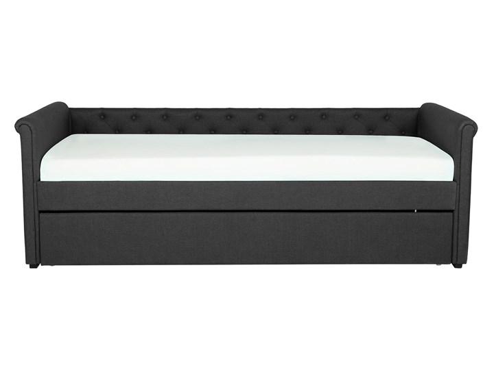 Beliani Łóżko dziecięce wysuwane ze stelażem ciemnoszare tapicerowane tkaniną pikowane oparcie 90 x 200 cm Tworzywo sztuczne Drewno Kategoria Łóżka dla dzieci