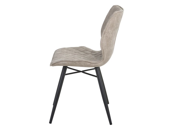 Beliani Zestaw 2 krzeseł beżowych tapicerowanych z metalowymi czarnymi nogami do jadalni styl nowoczesny industrialny Tworzywo sztuczne Tkanina Drewno Tapicerowane Pikowane Kategoria Krzesła kuchenne