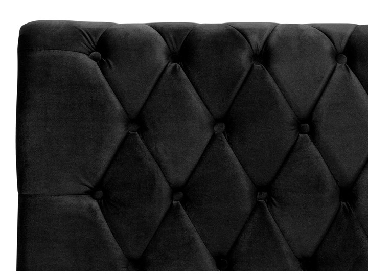 Łóżko ze stelażem czarne welurowe 160 x 200 cm z zagłówkiem pikowane styl glamour Kategoria Łóżka do sypialni Łóżko tapicerowane Kolor Czarny