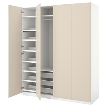 IKEA PAX / REINSVOLL Kombinacja szafy, biały/szarobeżowy, 200x60x236 cm