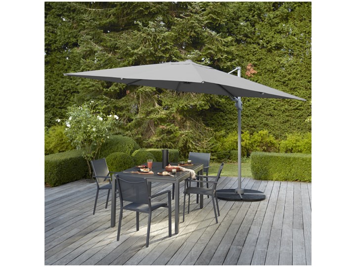 Parasol GoodHome Menorca 300 x 300 cm szary Parasole Kolor Czarny