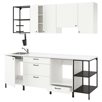 IKEA ENHET Kuchnia, antracyt/biały, 243x63.5x222 cm